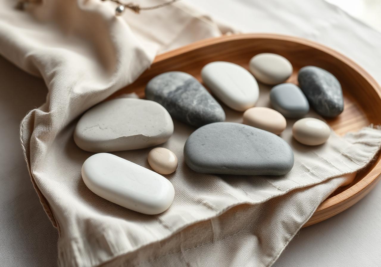 Cremation stones cost guide — smooth memorial stones in muted tones on natural linen
