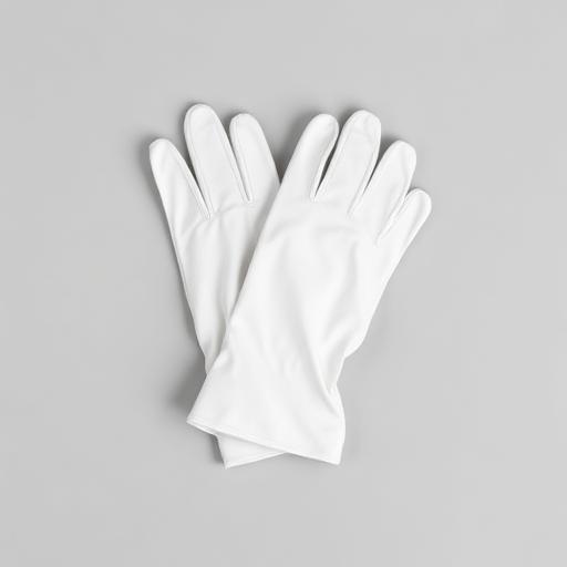 A pair of folded white cotton pallbearer gloves