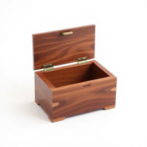 Polished walnut wood memorial keepsake box with hinged lid