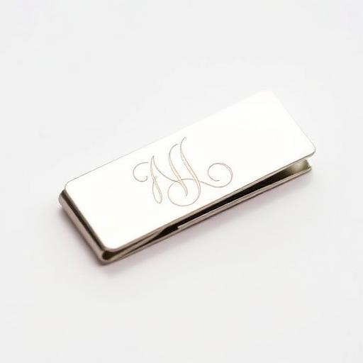 Engraved silver money clip with monogram initials
