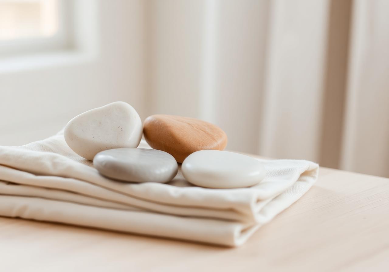 Solidified remains explained — smooth memorial stones from cremated ashes on natural linen